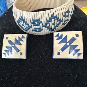 Woven Bangle Bracelet and Earrings Set